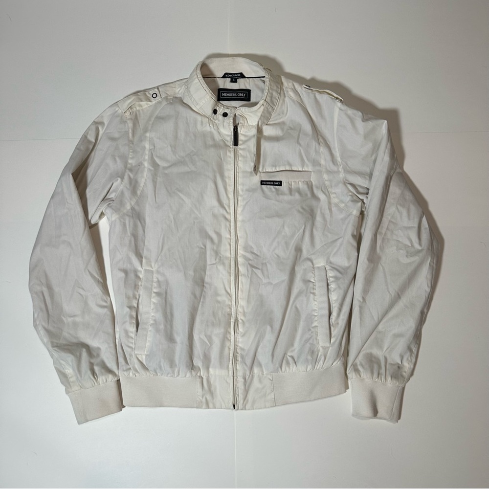 Members Only Iconic Racer Jacket – Small | Off-White / Cream | Men's